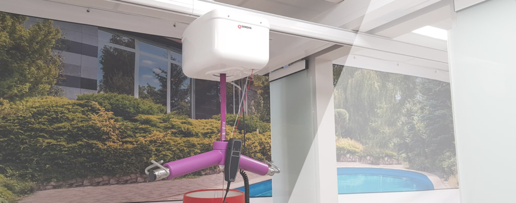 Ceiling hoists and harnesses for hospitals